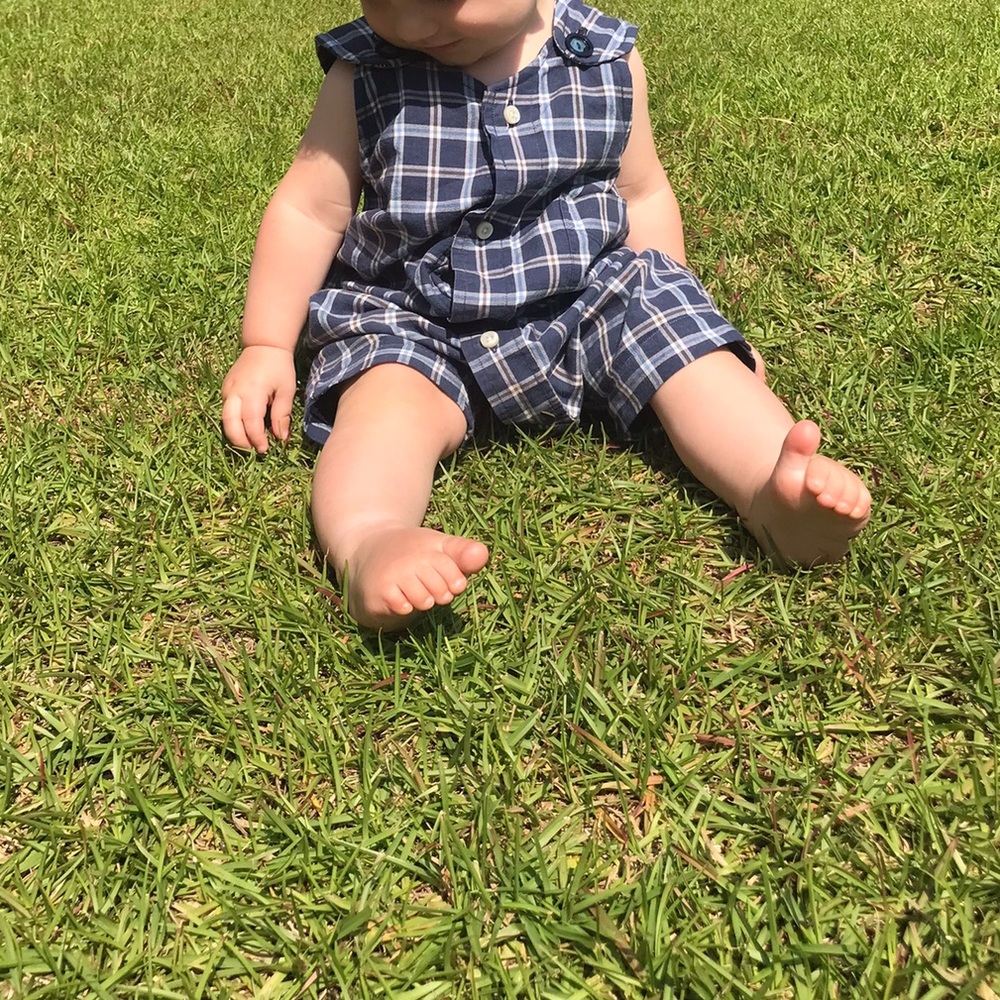 Infant romper (handmade from a mens shirt)